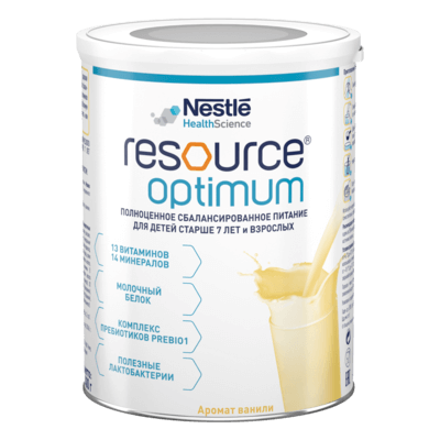 Лечебная смесь Nestle Resource Optimum для диетического и профилактического питания для детей старше 7 лет и взрослых с ароматом ванили, 400 г