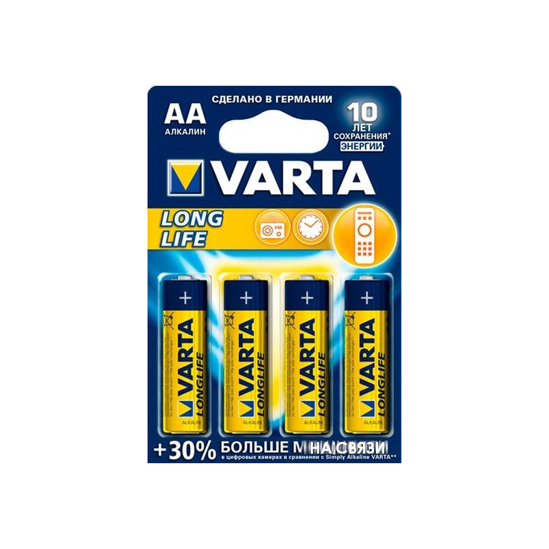 Щелочная батарейка VARTA Longlife LR6 B2 AA, 1 шт